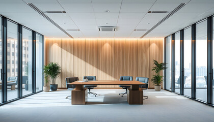 Wall Mural - Contemporary office interior isolated with white highlights, png