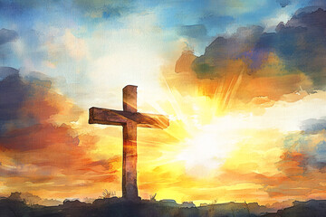 Canvas Print - Cross Sunset.