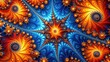 © InspireStock Gallery - Abstract fractal art background of orange, red and blue spots and lines with copy space, fractal, art, abstract, background, orange