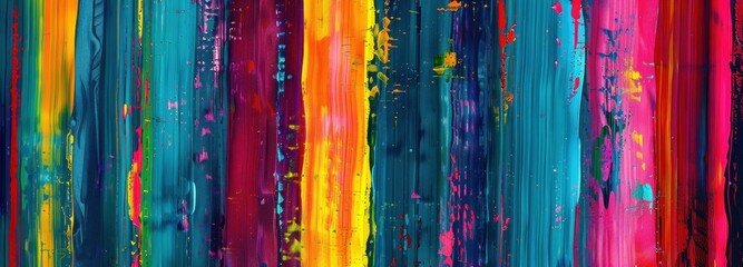 Abstract colorful stripes of vibrant paint creating a dynamic and lively background