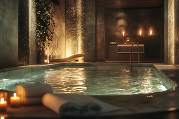 Wall Mural - A luxurious spa environment that highlights relaxation with rich textures and opulent materials