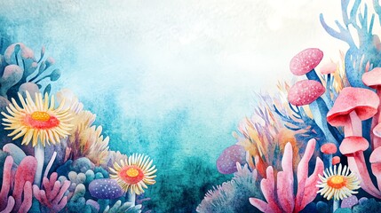 Cartoon anemones in an adventurous watercolor journey