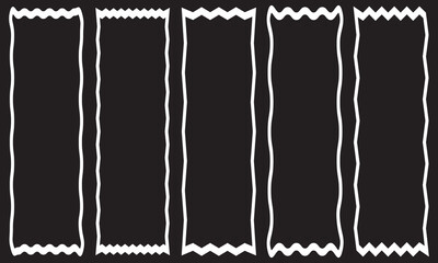 Poster - Squiggle frames set. Zigzag wavy edges, retro frames, psychedelic rectangles, photo frames, text boxes, tags, labels. Wave and curvy borders. isolated on black background. Vector illustration. EPS 10