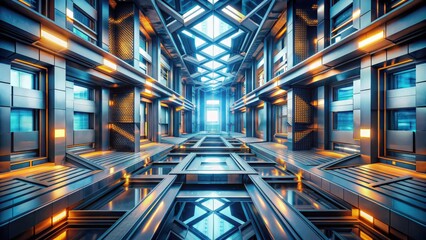 Fototapete - Abstract background of futuristic architecture with geometric shapes and patterns , abstract, architecture, background