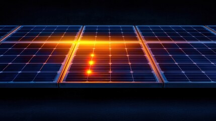 Abstract image of a solar panel array with a kaleidoscope of light reflections