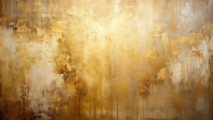 Wall Mural - Abstract oil and acrylic smear blot painting wall in beige and gold colors, art, modern, abstract, texture, painting, smear