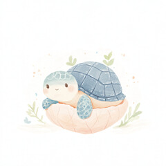 Canvas Print - Cute Turtle Watercolor.