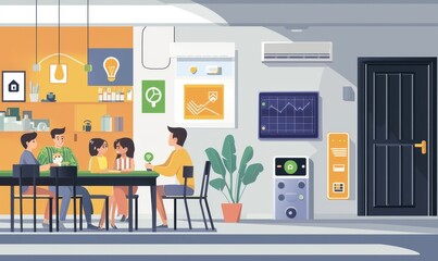 Fototapete - A smart home user interface. An energy management system. A network for the home.