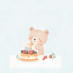 Poster - Bear Birthday Cake.