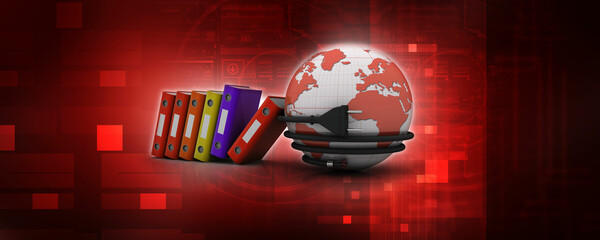 Poster - 3d rendering office document Binder with optical cable
