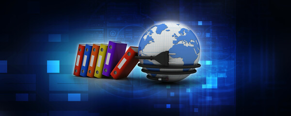 Poster - 3d rendering office document Binder with optical cable
