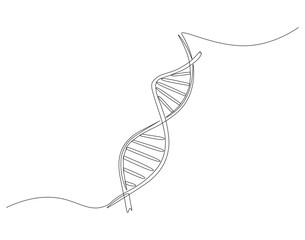 Fototapete - Continuous one line drawing of DNA. Single line drawing illustration of rhino DNA. National science day concept line art. Editable outline