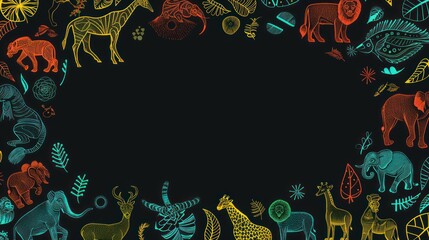 Poster - Neon Animals Border.