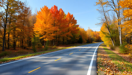 Autumn road isolated with white highlights, png