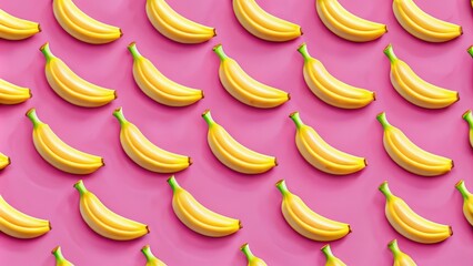Aufkleber - Repeating bananas pattern on pink background, bananas, repetition, fruity, vibrant, playful, tropical, seamless, design
