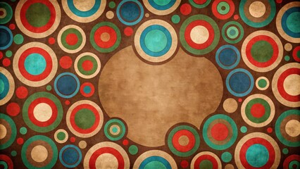 Poster - Retro power red blue green circles on brown background, retro, power, circles, brown, red, blue, green, vintage