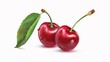 © Nur - Two Cherries with a Leaf and Water Drops