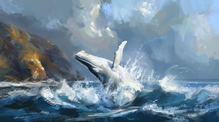 Canvas Print - Whale Leaping Out of the Water.