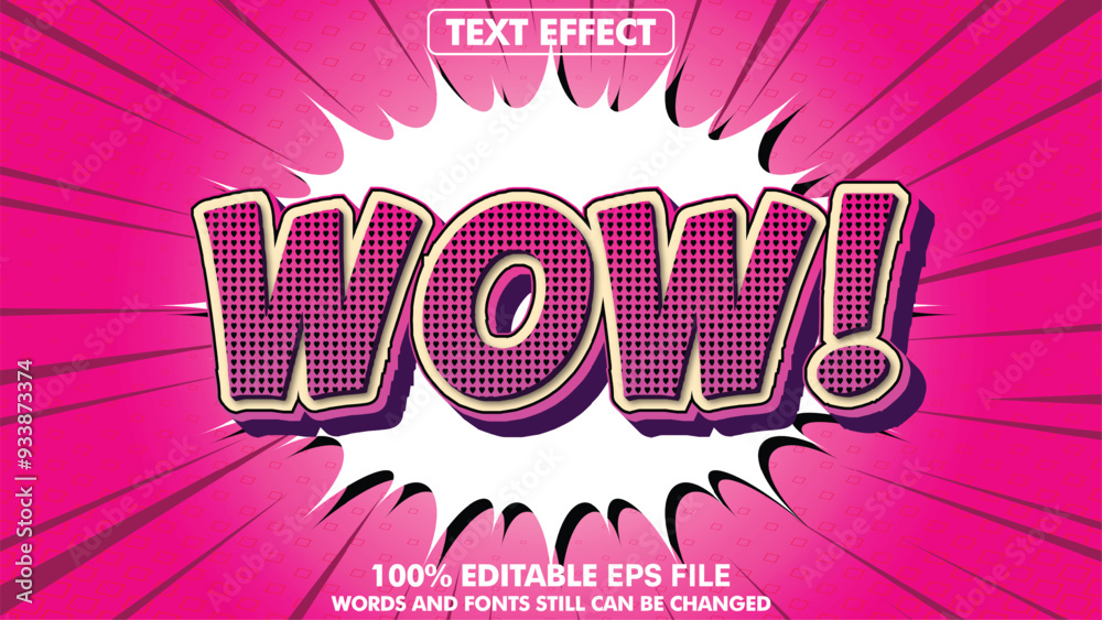 pop art style comic text effect with pink comic background Stock Vector ...