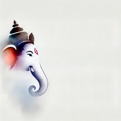 Poster - Simple watercolor illustration of god ganesh face for ganesh chaturthi. 