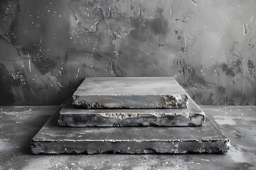 Wall Mural - Elegant Stacked Concrete Slabs on a Textured Gray Background