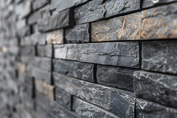 Wall Mural - Textured Slate Wall with Varied Stone Patterns and Colors