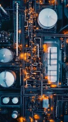 Poster - expansive aerial view of a vast and interconnected petrochemical industrial zone featuring an intric