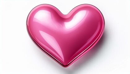 Wall Mural - glossy pink heart isolated on transparent background