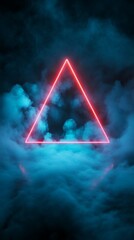 Poster - Neon triangle glowing with fog, futuristic concept