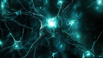 Poster - A Single Neuron with Glowing Axons and Dendrites