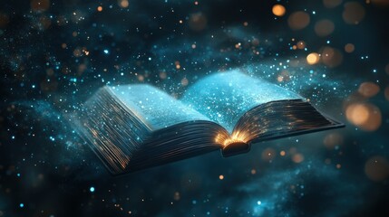 Poster - An Open Book Glowing With Magical Light And Sparkle