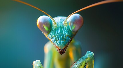 Captivating Close up of a Praying Mantis Staring Intensely at the