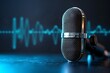 © Morng - Microphone with waveform on blue background, broadcasting or podcasting banner
