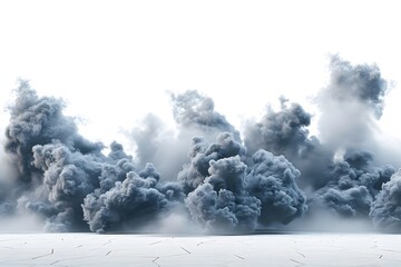 Canvas Print - Dramatic Clouds of Smoke Rising Against a Bright Background