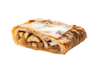 Wall Mural - Apple strudel isolated on transparent or white background