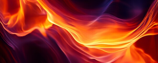 Wall Mural - Abstract fiery wave of glowing orange and purple colors