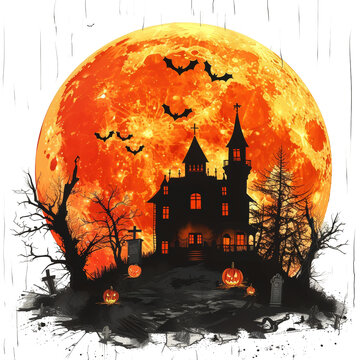 Halloween sublimation illustration for T-shirt  design .