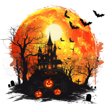 Halloween sublimation illustration for T-shirt  design .