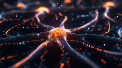 Poster - Abstract Representation of a Neuron Network with Glowing Connections