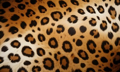 Wall Mural - Leopard print pattern , close-up view of the distinctive spotted fur texture of a leopard 
