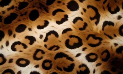 Wall Mural - Leopard print pattern , close-up view of the distinctive spotted fur texture of a leopard 