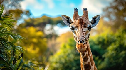 Wall Mural - Giraffe Portrait in a Natural Habitat