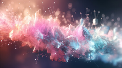 Poster - A colorful explosion of paint with a pastel color palette. Dynamic and energetic abstract background