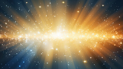 Poster - Abstract backgound with blue and orange light rays. God rays or light burst with bokeh