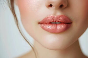 perfect natural lip makeup. lip protection. close up beautiful female mouth, lip care and beauty con