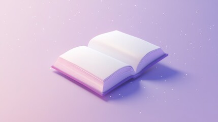 Poster - Open Book Floating on a Purple Background with White Dots