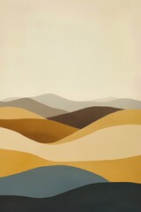 Wall Mural - The yellow and ripe brown sand mountains show natural warmth and delicacy, as if you can feel the smoothness and touch of the sand grains. The blue grain of the sand is combined with the hills to crea