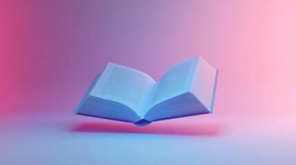 Poster - Open Book Floating Against a Gradient Background