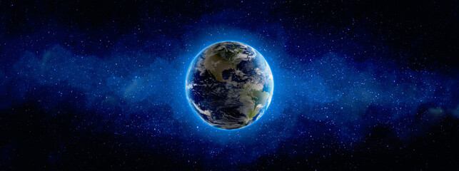 Wall Mural - Planet Earth in space, banner design. Image elements furnished by NASA