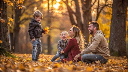 autumn, family, child, park, fall, mother, baby, leaves, boy, nature, fun, happiness, children, people, daughter, yellow, outdoors, leaf, childhood, two, love, woman, kid, couple, forest